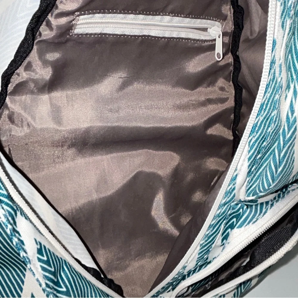 Kavu Original Rope Sling Bag Backpack Crossbody Chevron‎ Teal White Lightweight